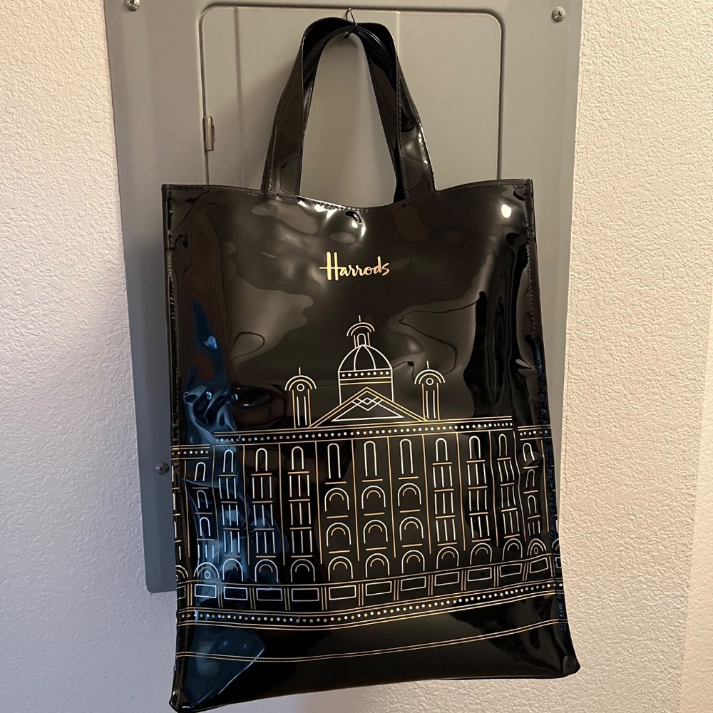 Harrods black PVC shopping tote - Picture 2 of 5